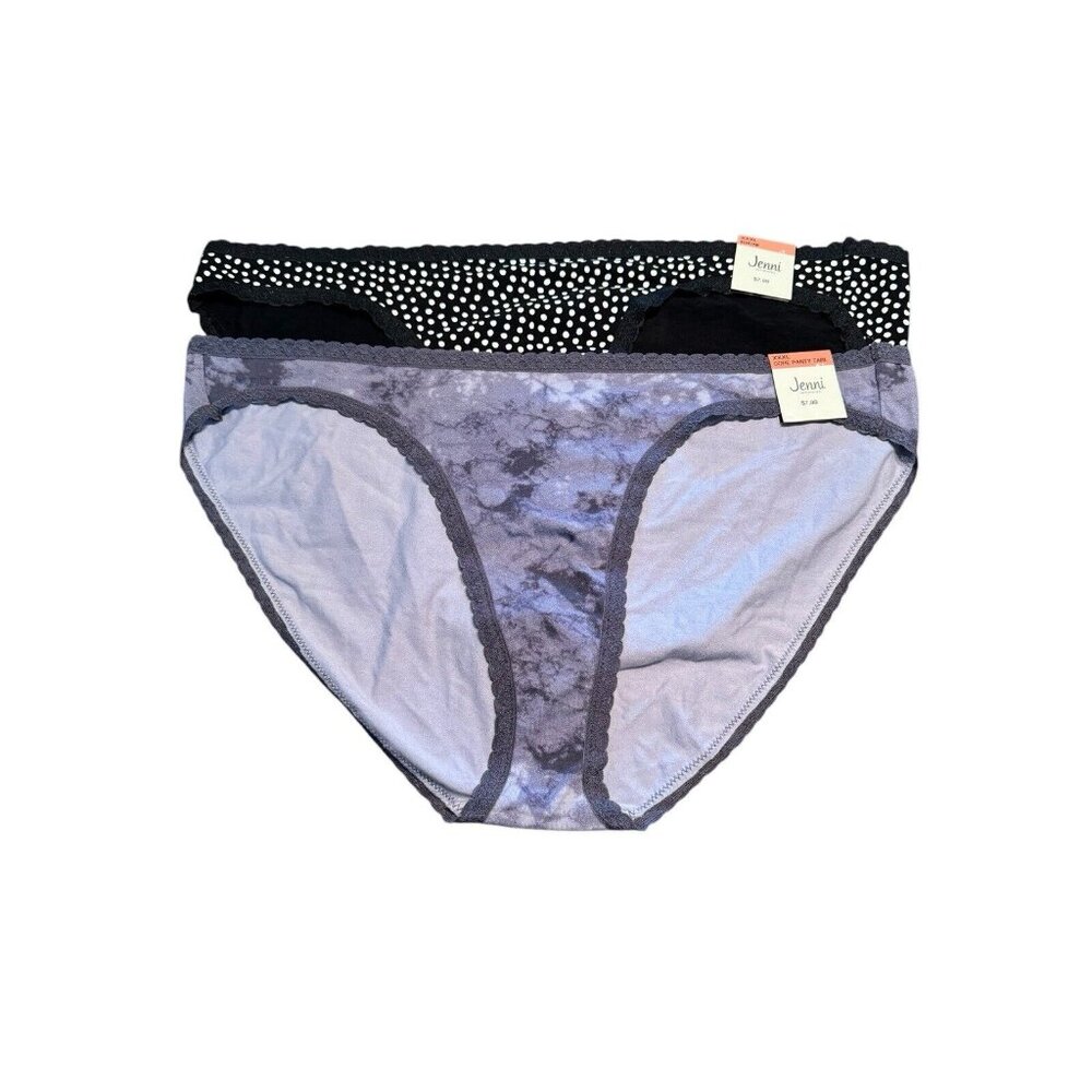Lot of 2 Jenni Women's Sz 3XL Lace Trim Cotton Bikini Panties Underwear